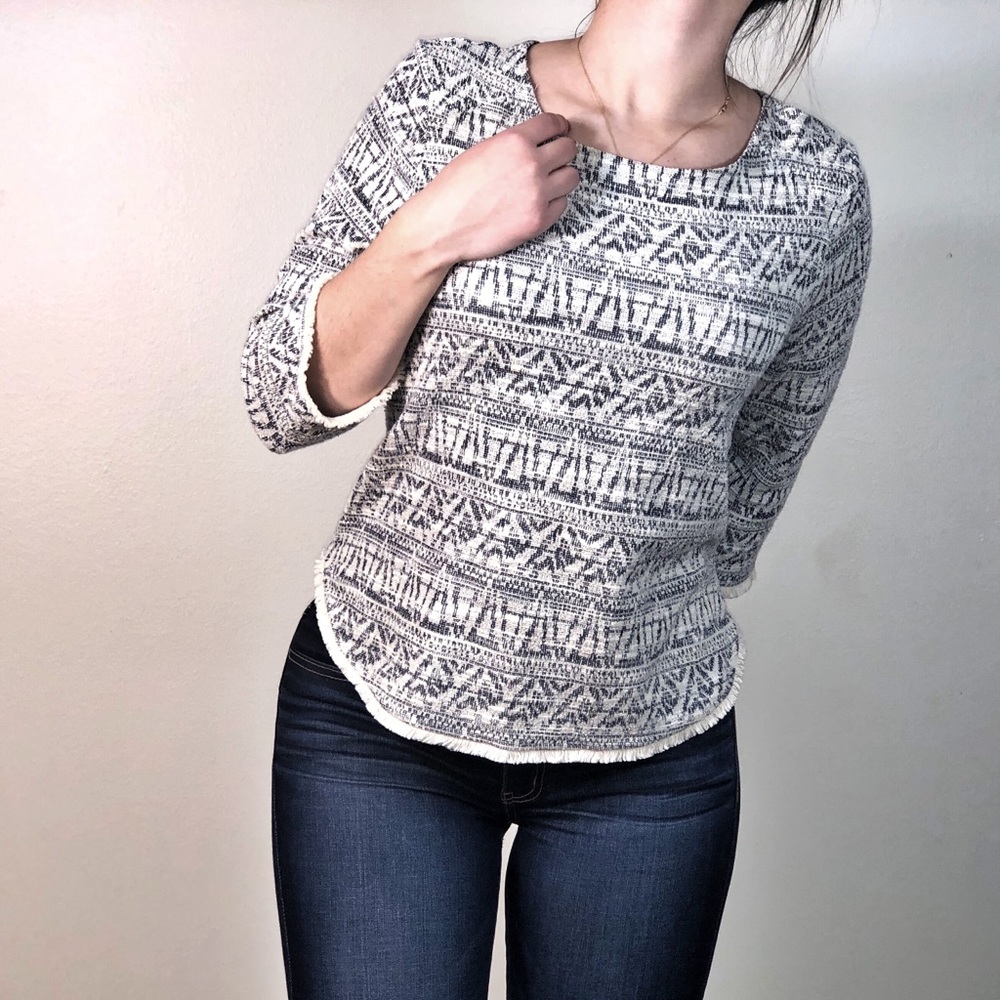 Boho Fringe Textured Blouse